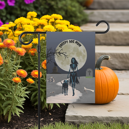 Creepy Dog Mom Garden Flag