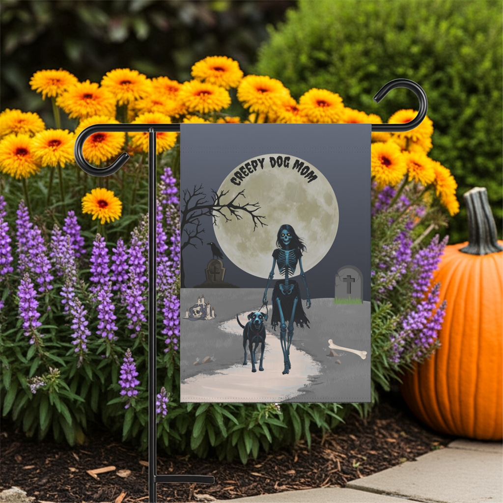 Creepy Dog Mom Garden Flag