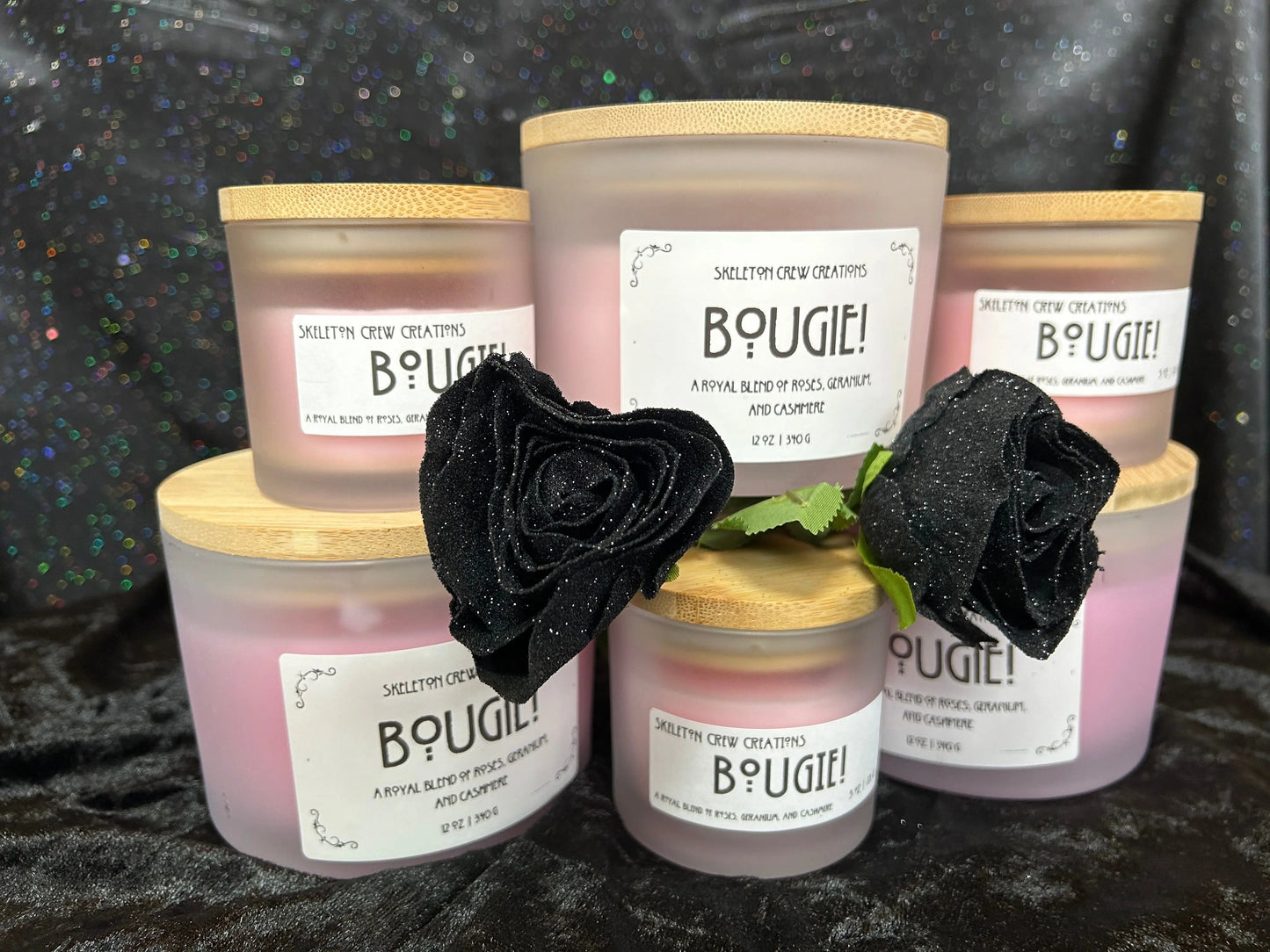"Bougie!" - Rose & Cashmere Scented Candle Skeleton Crew Creations
