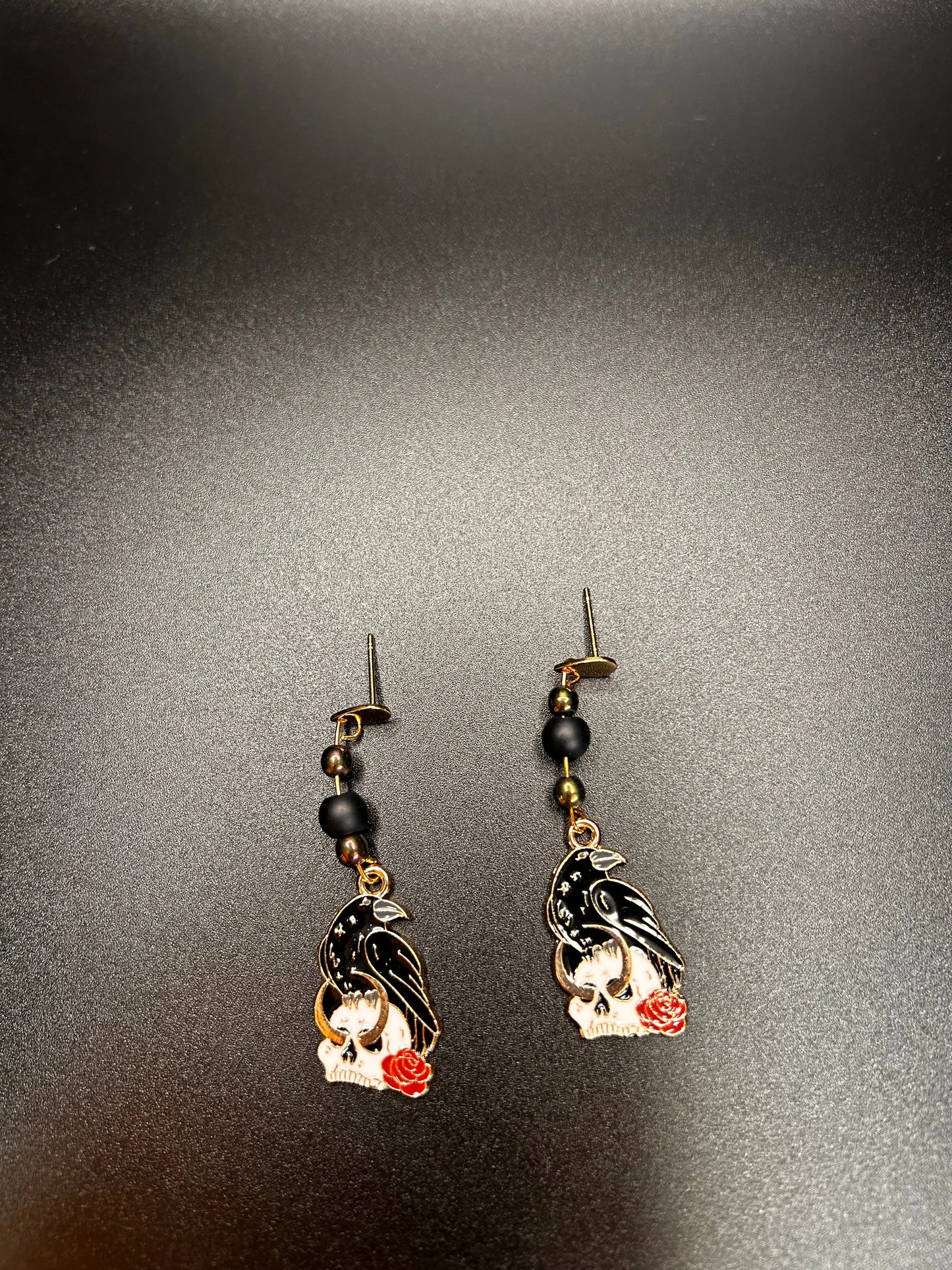 Skull and Crow Earrings Skeleton Crew Creations