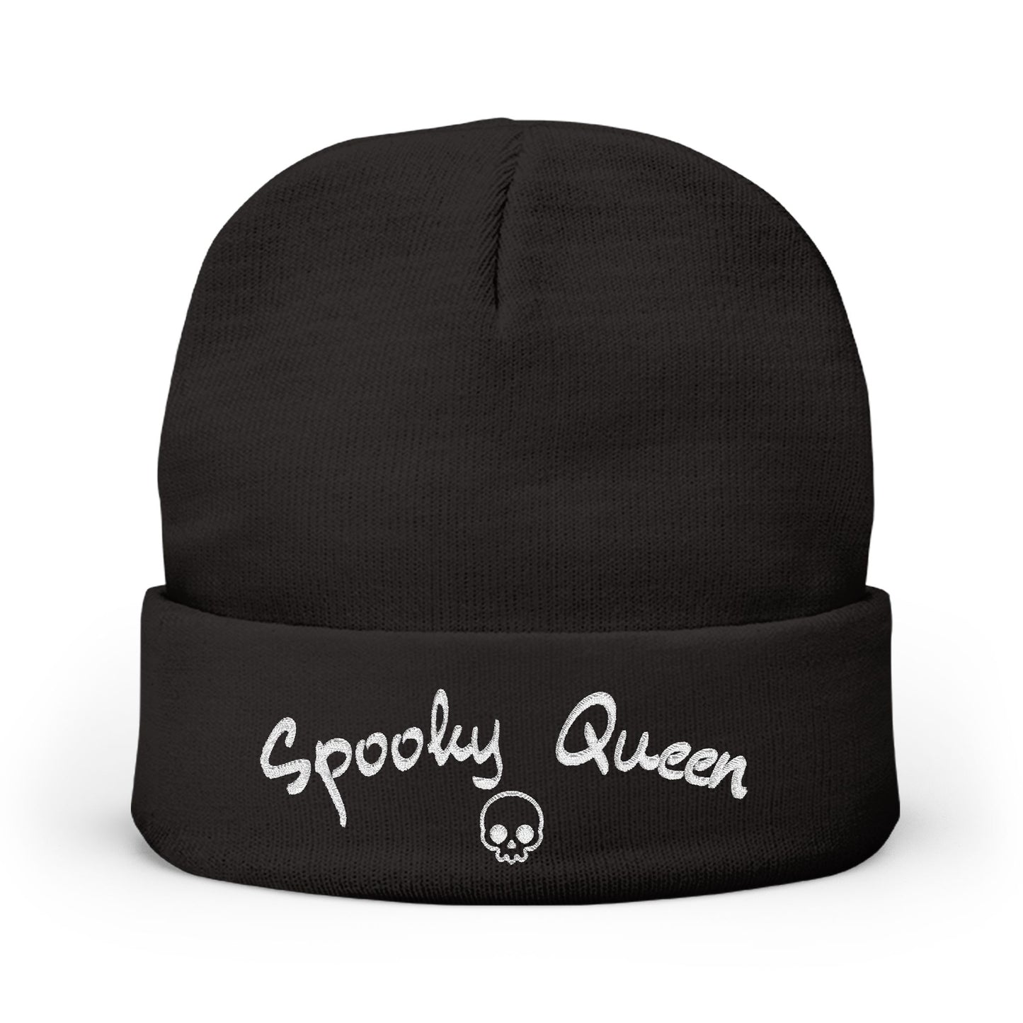 Spooky Queen Embroidered Knit Beanie