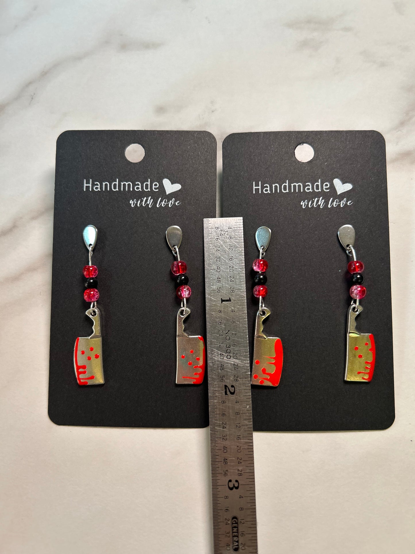 Bloody Cleaver Teardrop Post Earrings