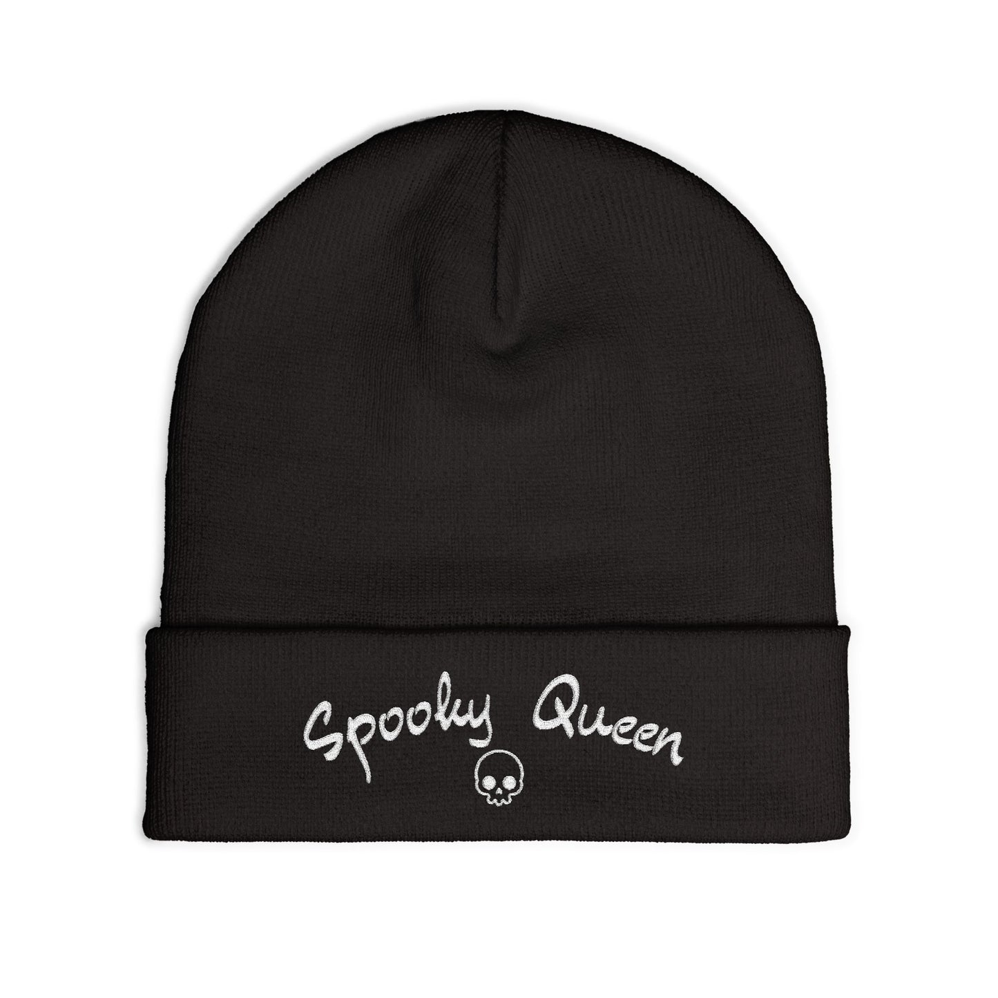 Spooky Queen Embroidered Knit Beanie