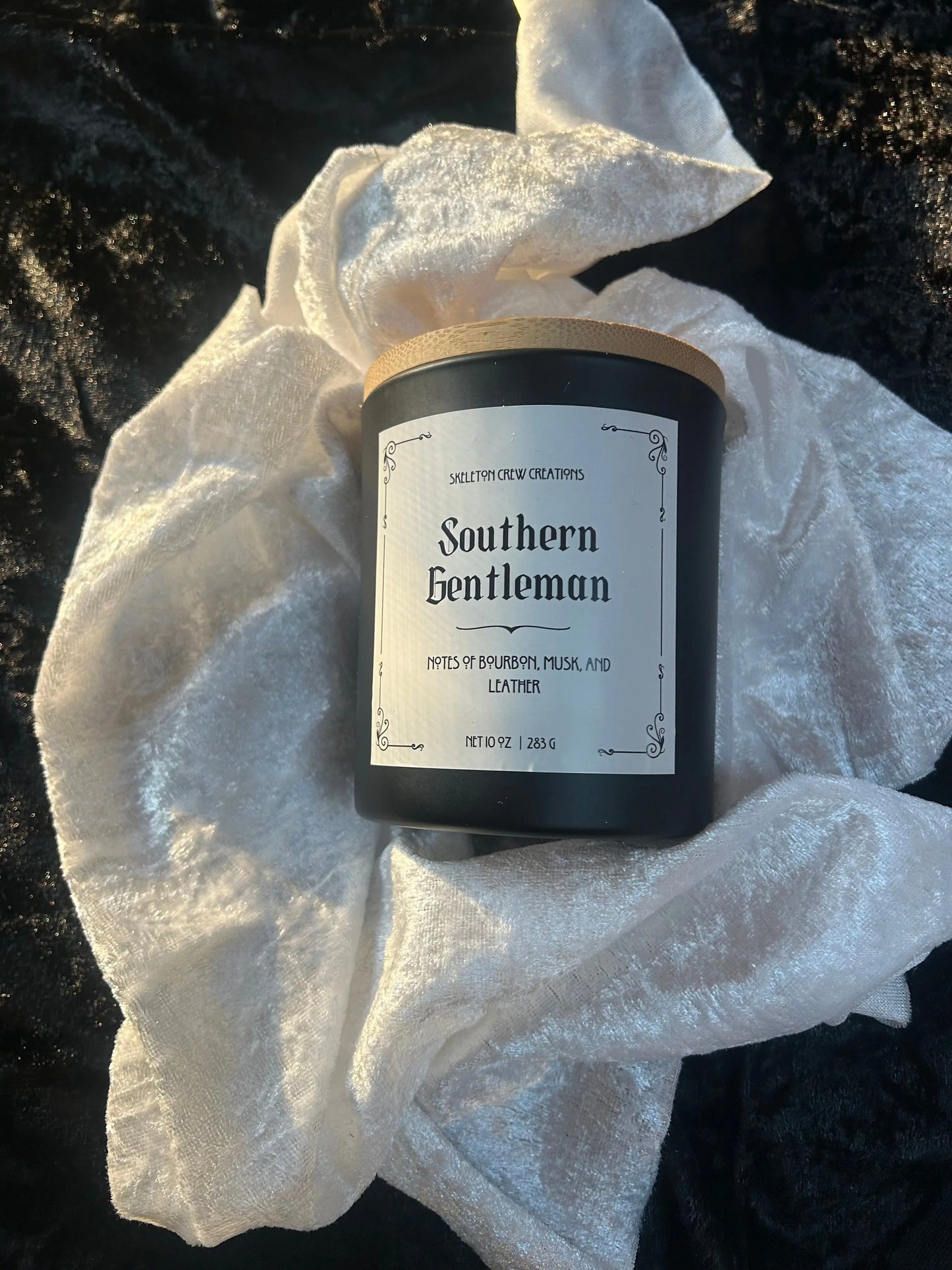 Southern Gentleman - Bourbon and Leather Scented Candle Skeleton Crew Creations