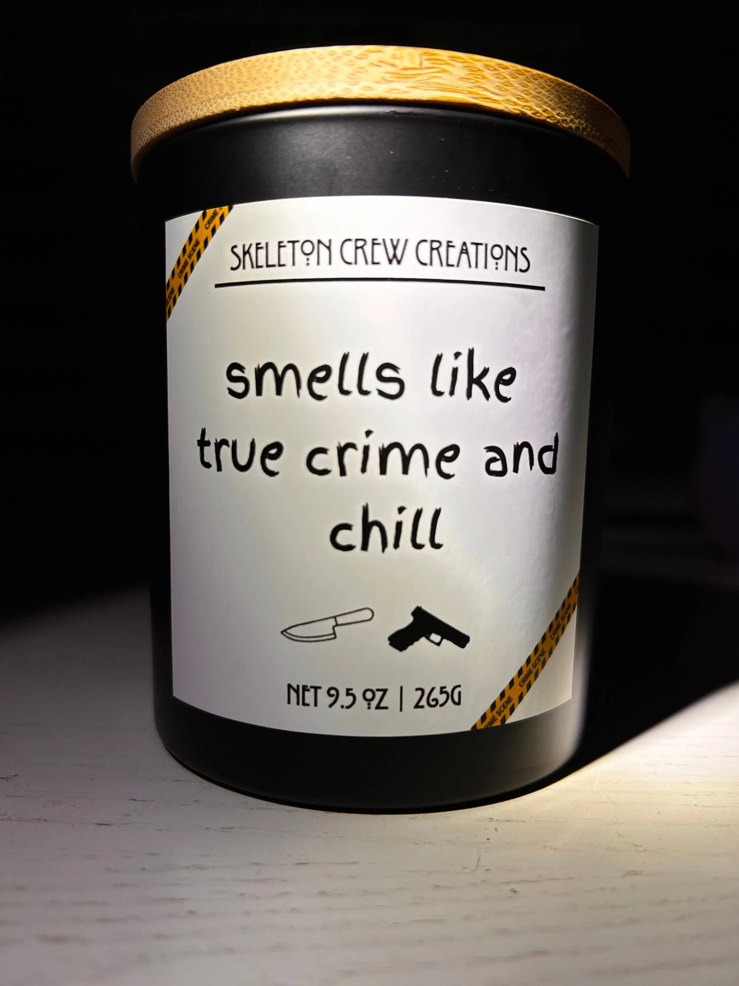 "Smells Like True Crime and Chill" Candle Skeleton Crew Creations