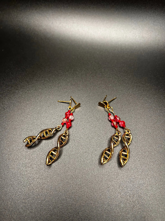 DNA Double Helix Bloody Charm Earrings Skeleton Crew Creations