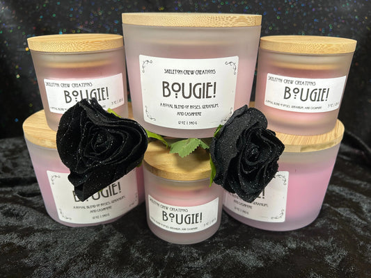 "Bougie!" - Rose & Cashmere Scented Candle Skeleton Crew Creations