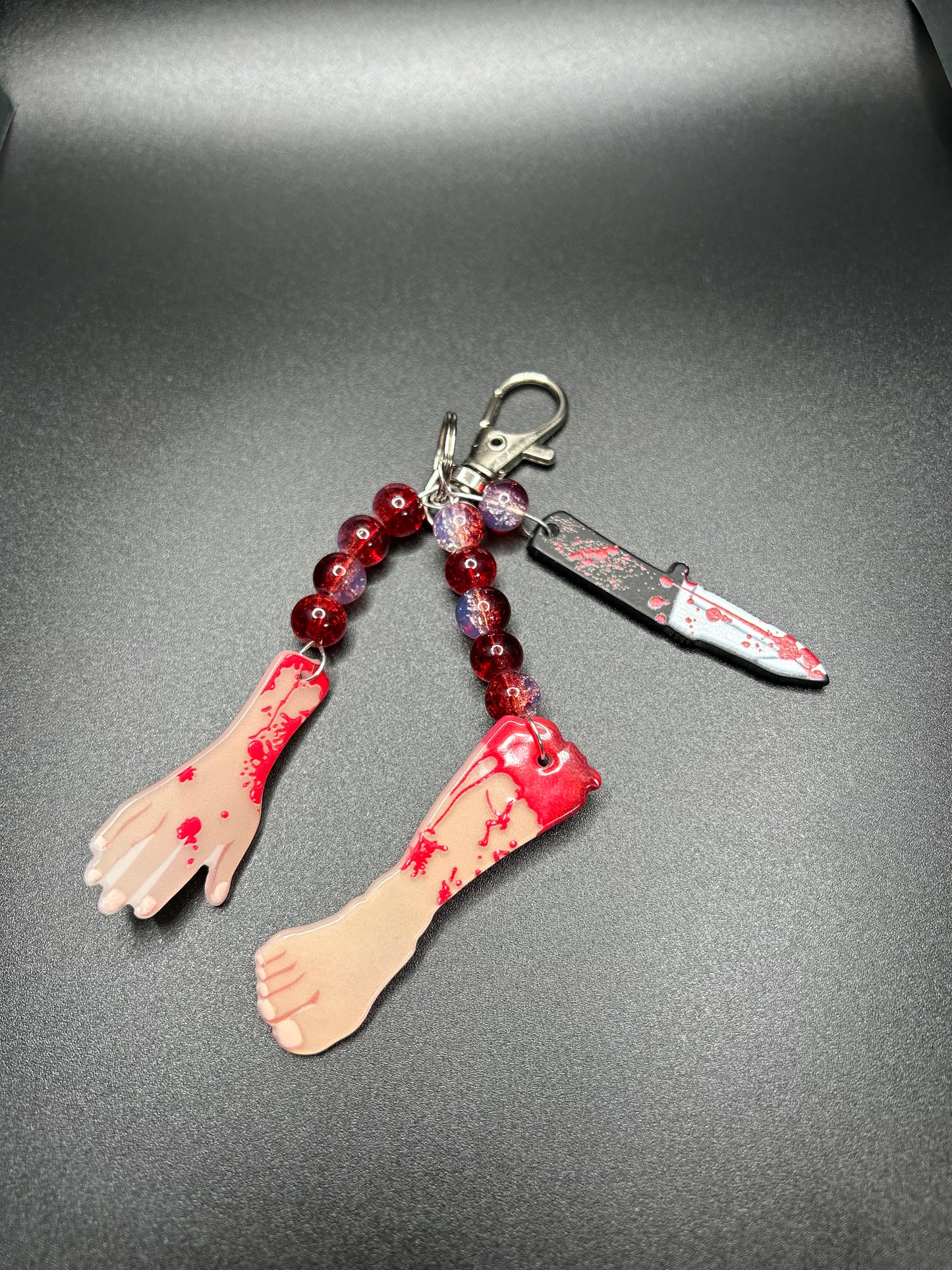 Bloody Hand and Severed Foot Purse Charm