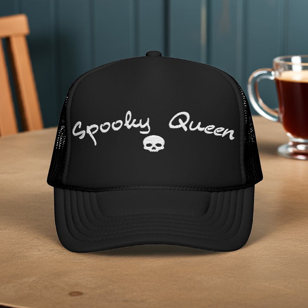 Spooky Queen Embroidered Trucker Hat