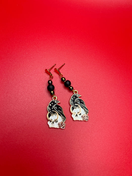 Skull and Crow Earrings