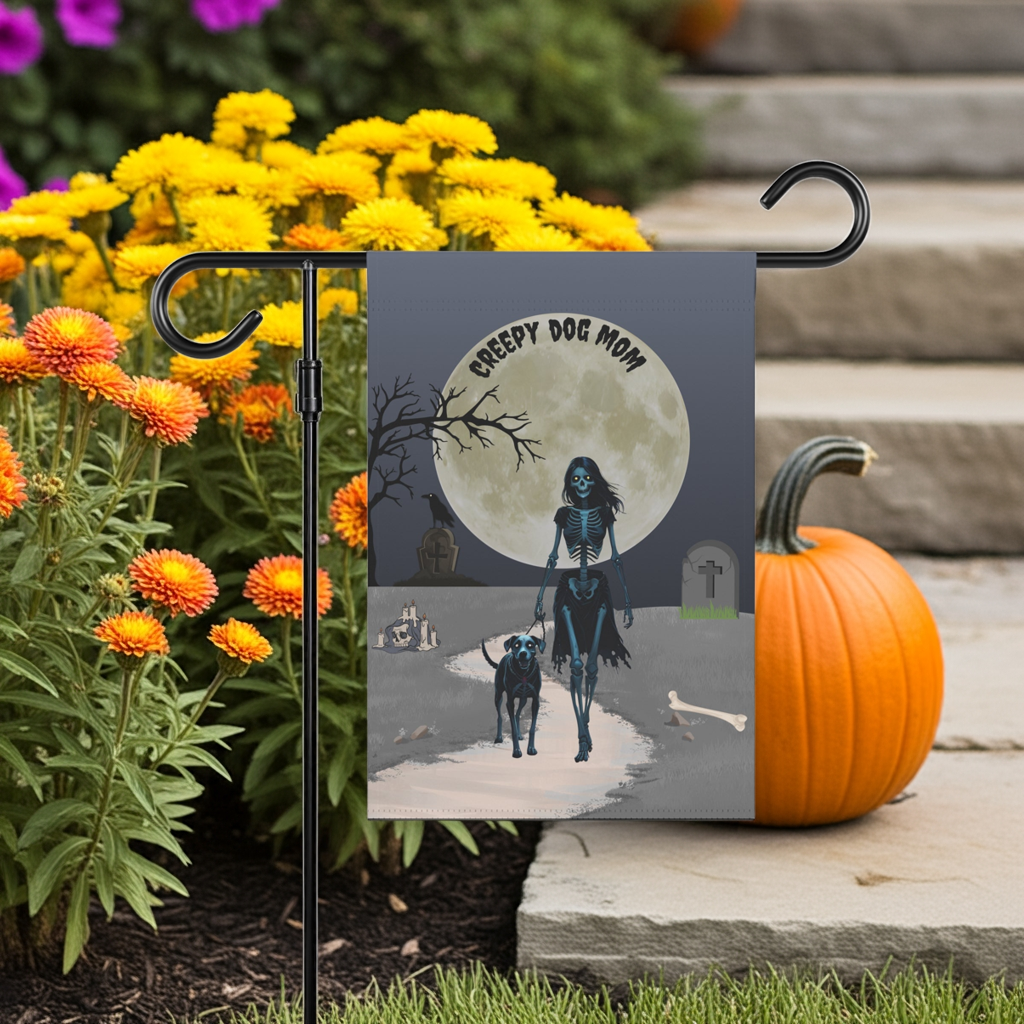 Creepy Dog Mom Garden Flag