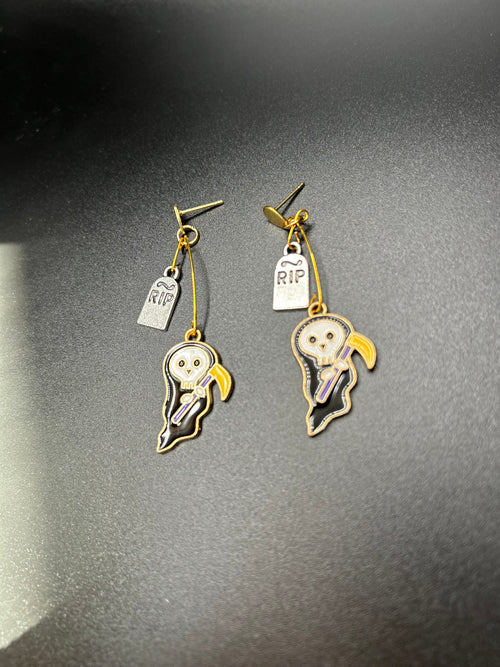 Grim Reaper RIP Earrings Skeleton Crew Creations