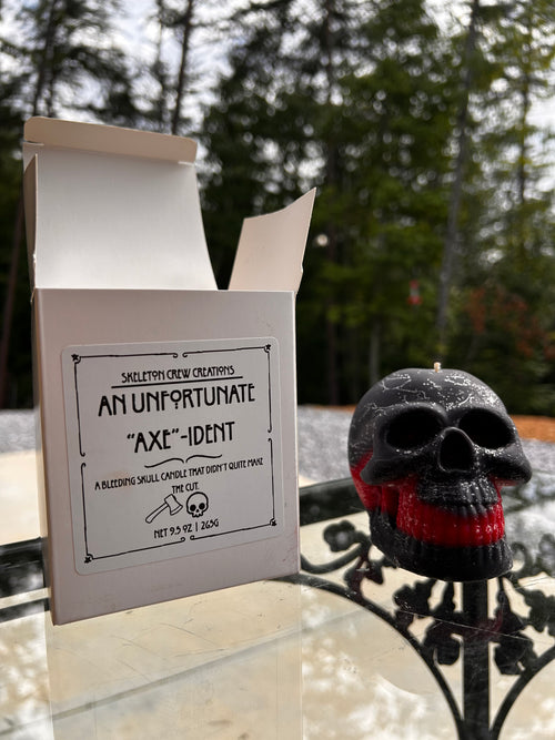 An Unfortunate Axe-ident - Bleeding Skull Candles with Imperfections