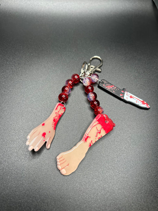 Bloody Hand and Severed Foot Purse Charm