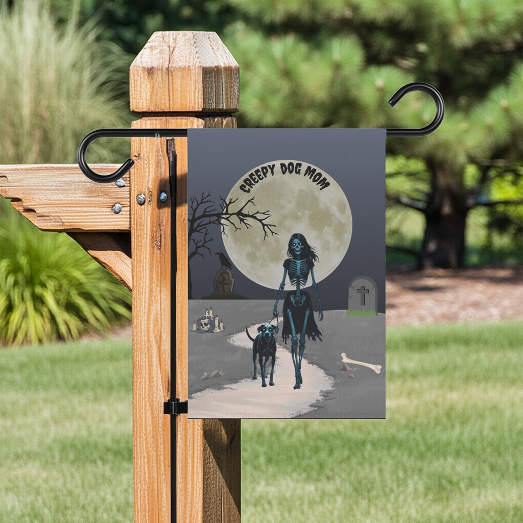 Creepy Dog Mom Garden Flag