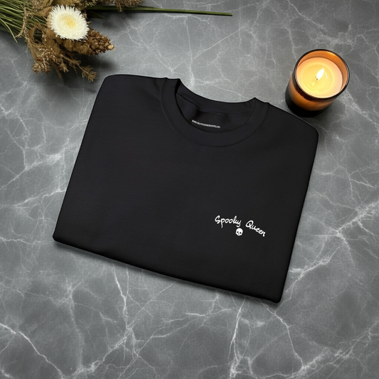 Spooky Queen Embroidered Crewneck Sweater