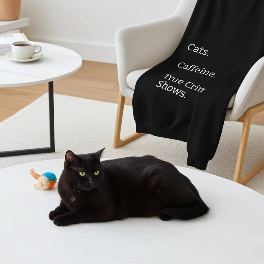 Cats.  Caffeine.  True Crime Shows. - Sweater Printify